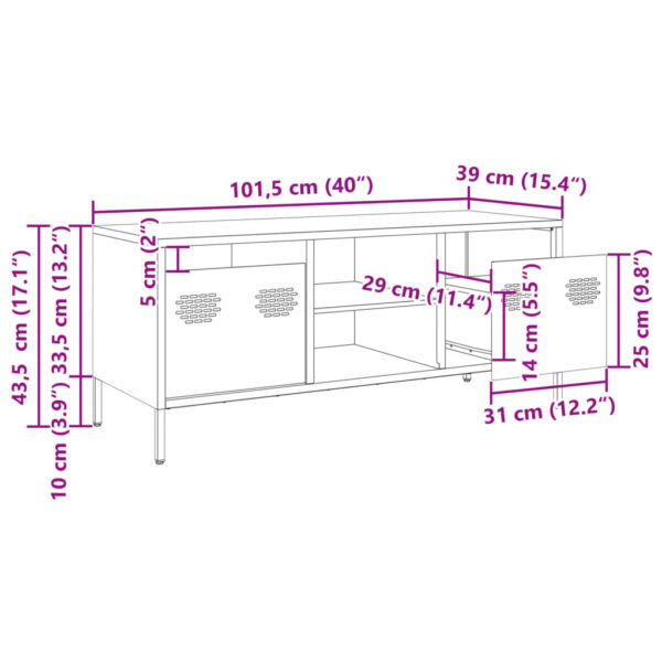 Móvel TV 101,5x39x43,5 cm aço laminado a frio amarelo mostarda - Image 11