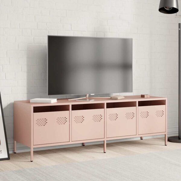 Móvel de TV 135x39x43,5 cm aço laminado a frio rosa - Image 2