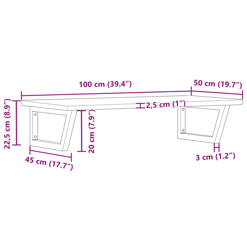 Prateleira de parede p/ lavatório aço/madeira carvalho maciça - Image 10