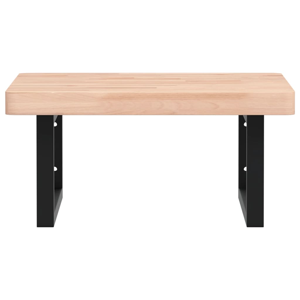 Prateleira de parede p/ lavatório aço/madeira de faia maciça - Image 3