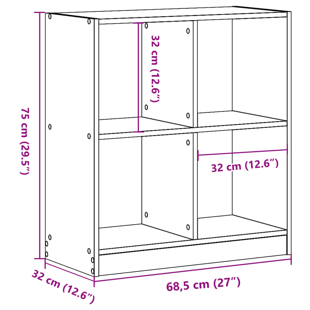 Estante 68,5x32x75 cm derivados de madeira cinzento sonoma - Image 8