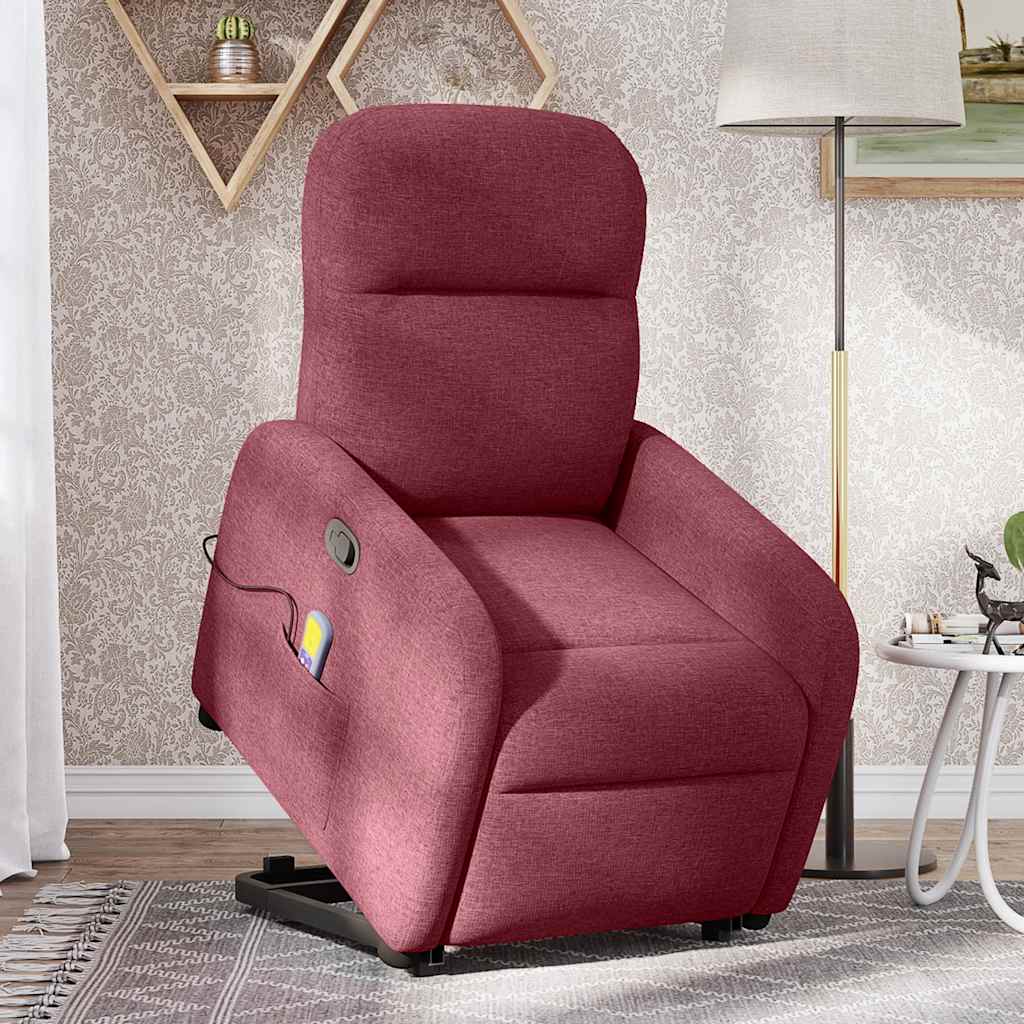 Poltrona de massagens reclin. elevatória tecido vermelho tinto - Image 2