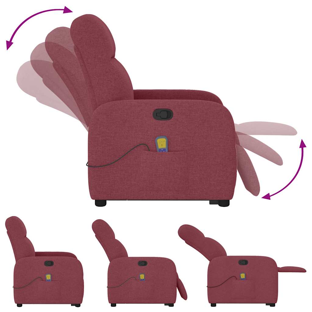 Poltrona de massagens reclin. elevatória tecido vermelho tinto - Image 8