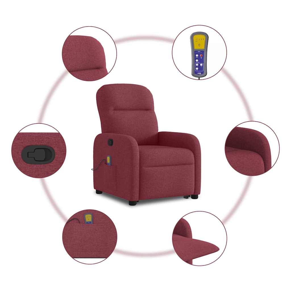 Poltrona de massagens reclin. elevatória tecido vermelho tinto - Image 10