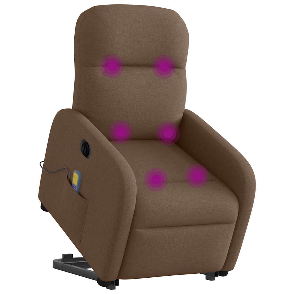 Poltrona elétrica elevatória massagens tecido castanho - Image 3