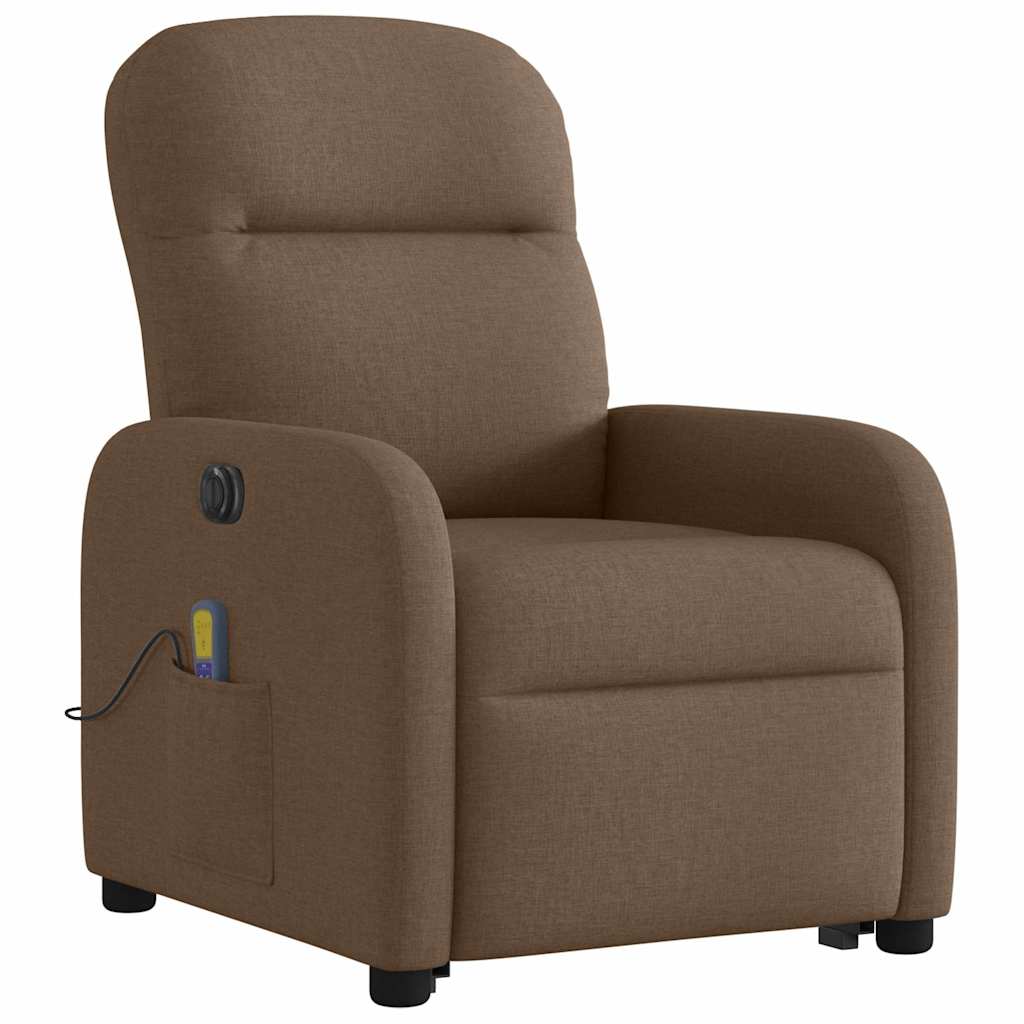 Poltrona elétrica elevatória massagens tecido castanho - Image 4