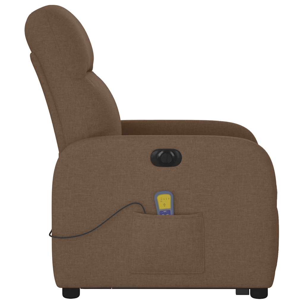 Poltrona elétrica elevatória massagens tecido castanho - Image 6