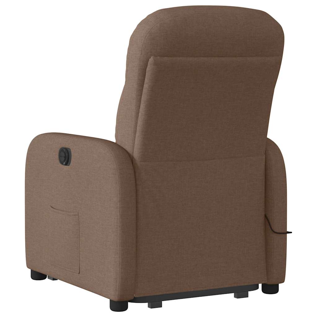 Poltrona elétrica elevatória massagens tecido castanho - Image 7
