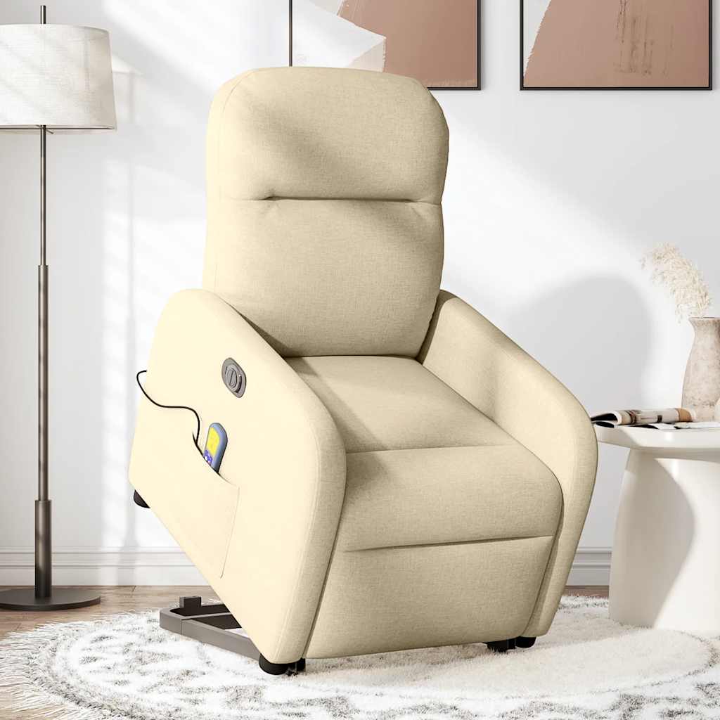 Poltrona elétrica elevatória massagens tecido creme - Image 2