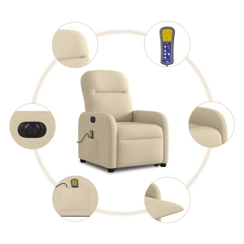 Poltrona elétrica elevatória massagens tecido creme - Image 11