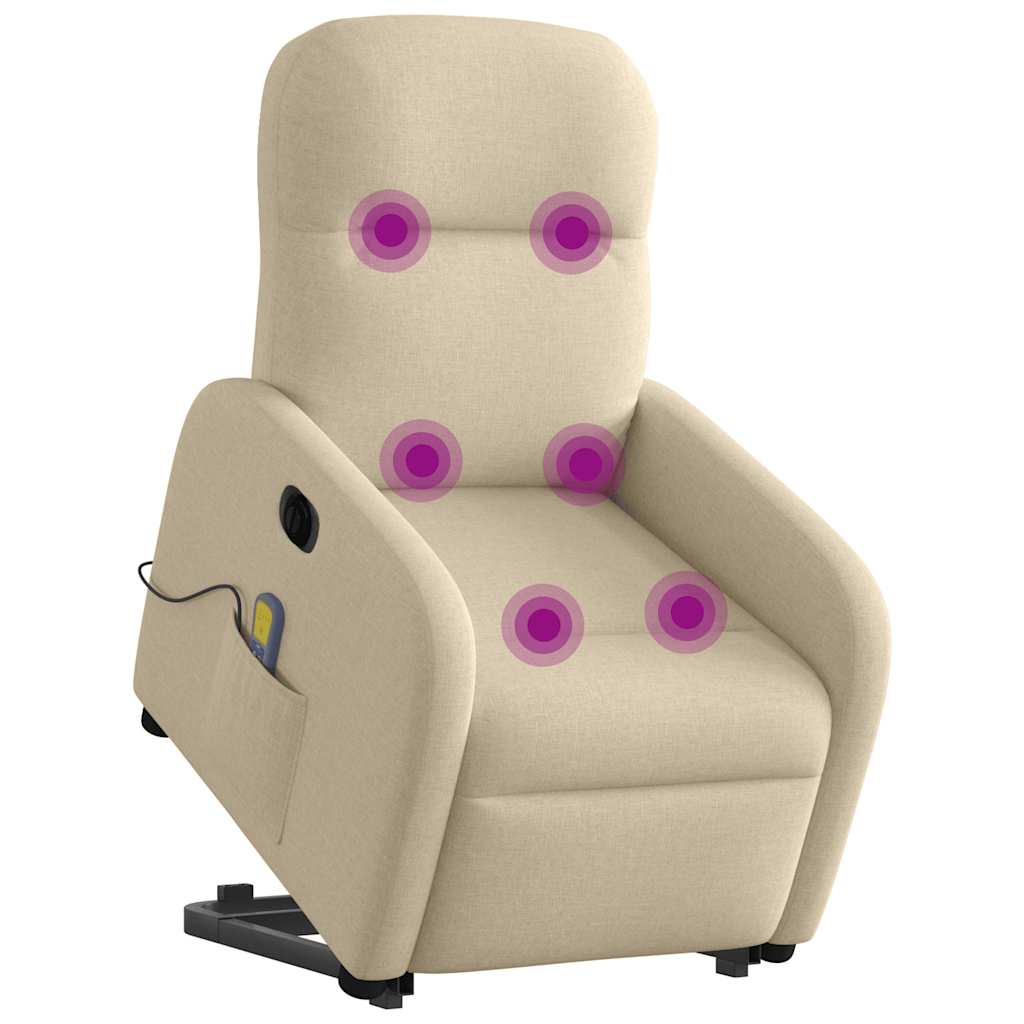 Poltrona elétrica elevatória massagens tecido creme - Image 3