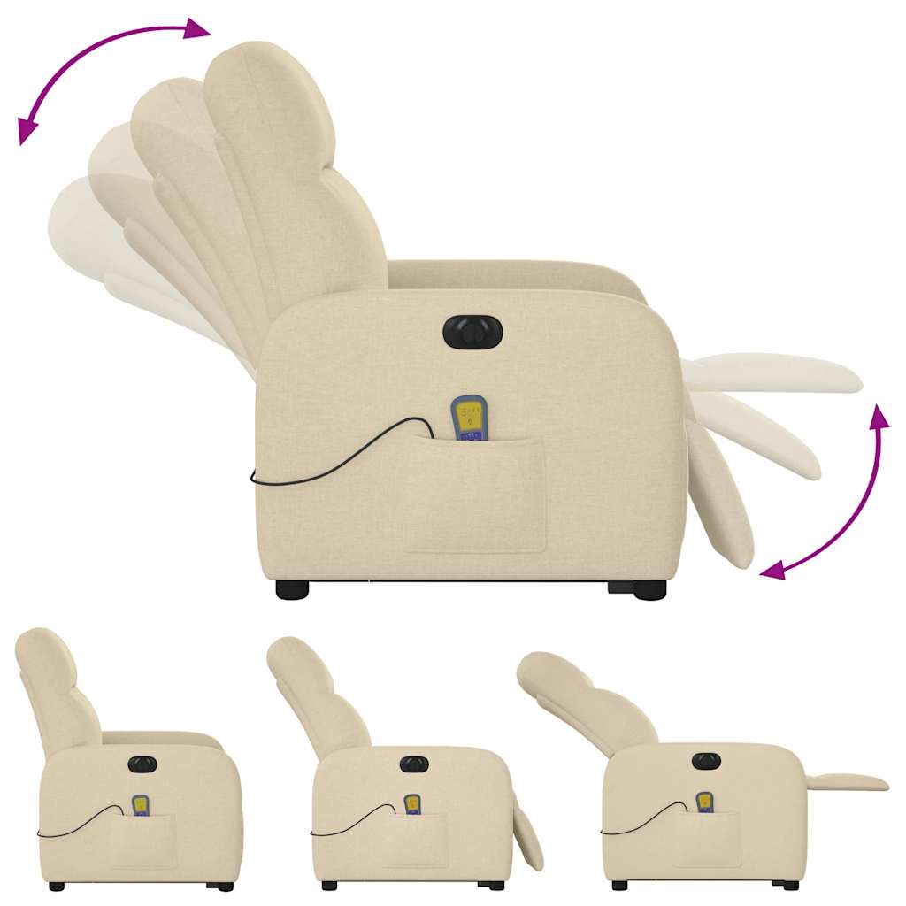 Poltrona elétrica elevatória massagens tecido creme - Image 8