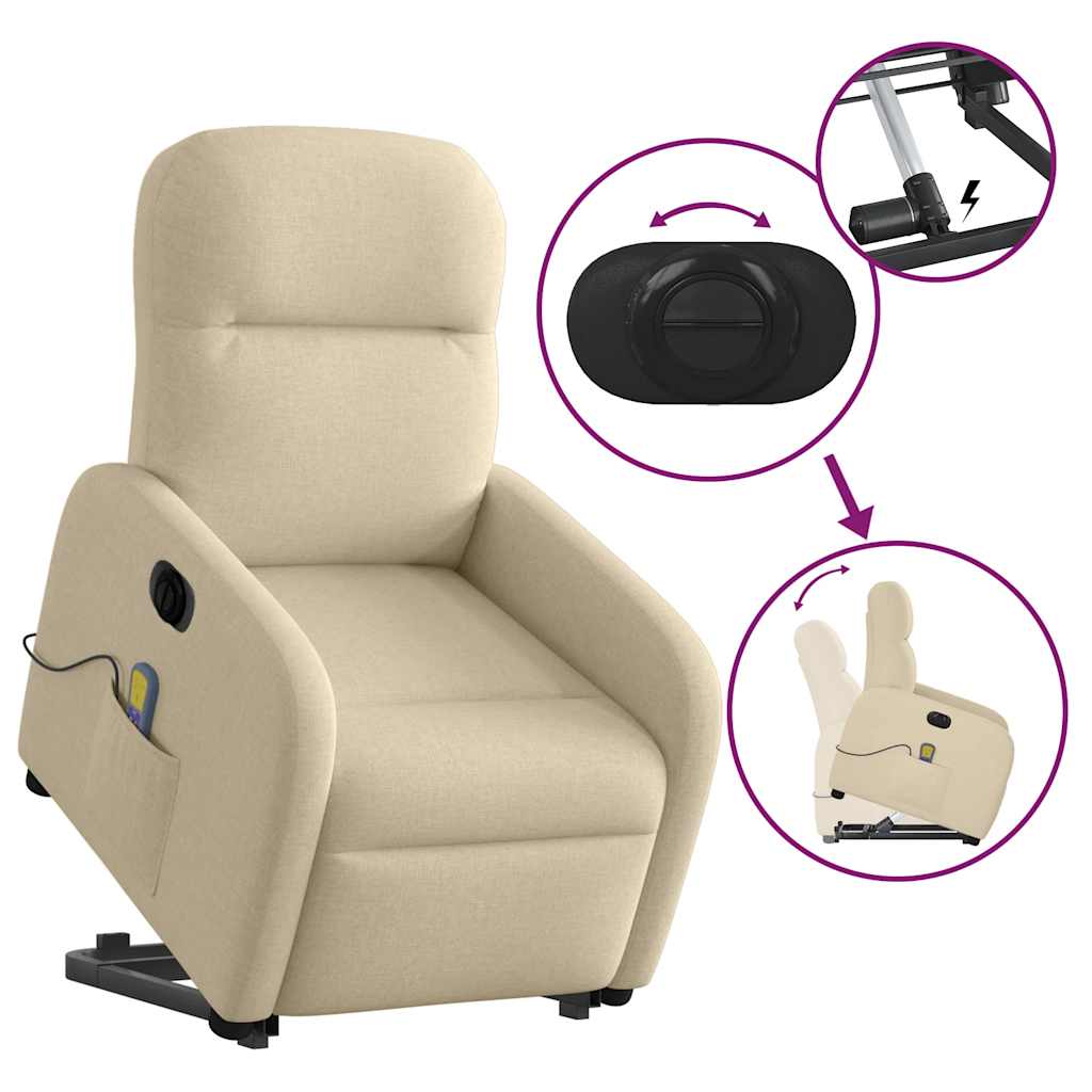 Poltrona elétrica elevatória massagens tecido creme - Image 9