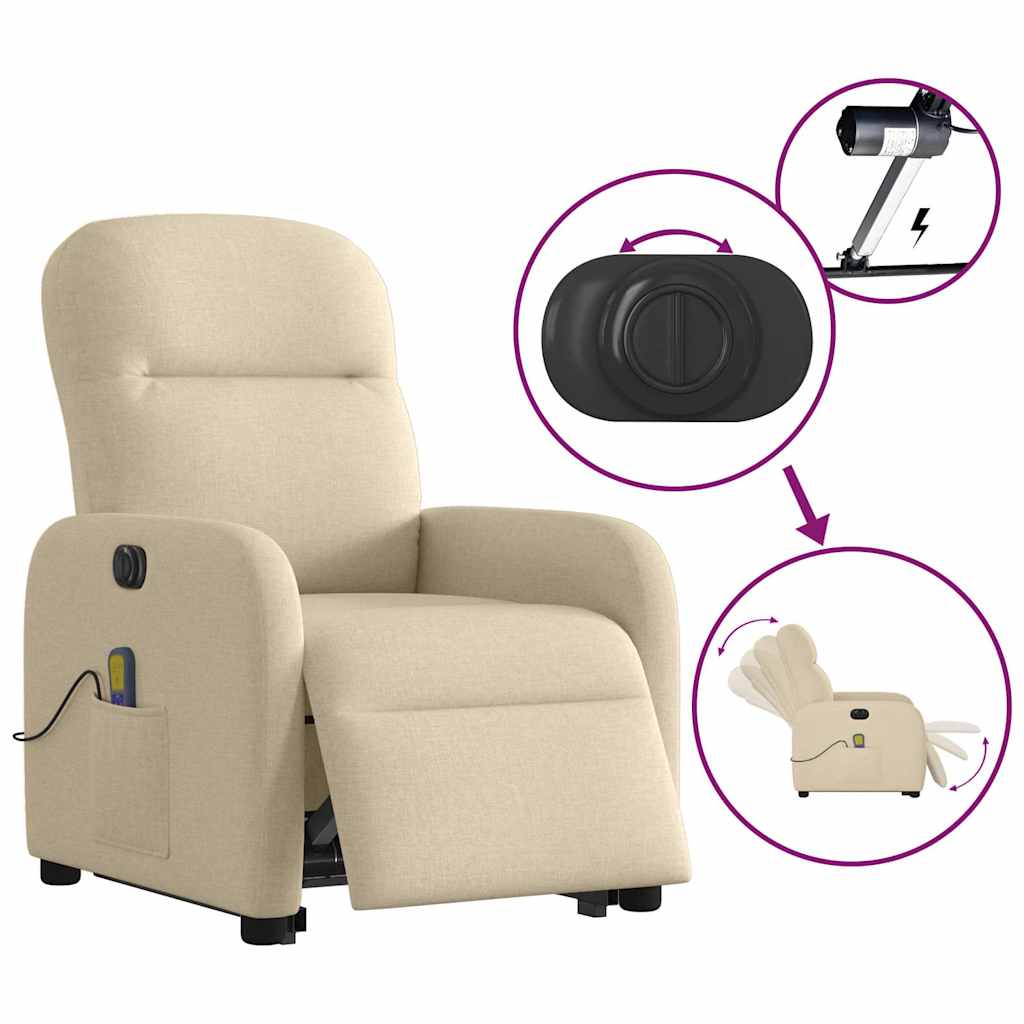 Poltrona elétrica elevatória massagens tecido creme - Image 10
