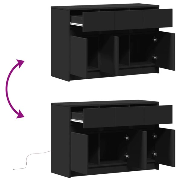 Móvel de TV com luzes LED derivados de madeira preto - Image 8