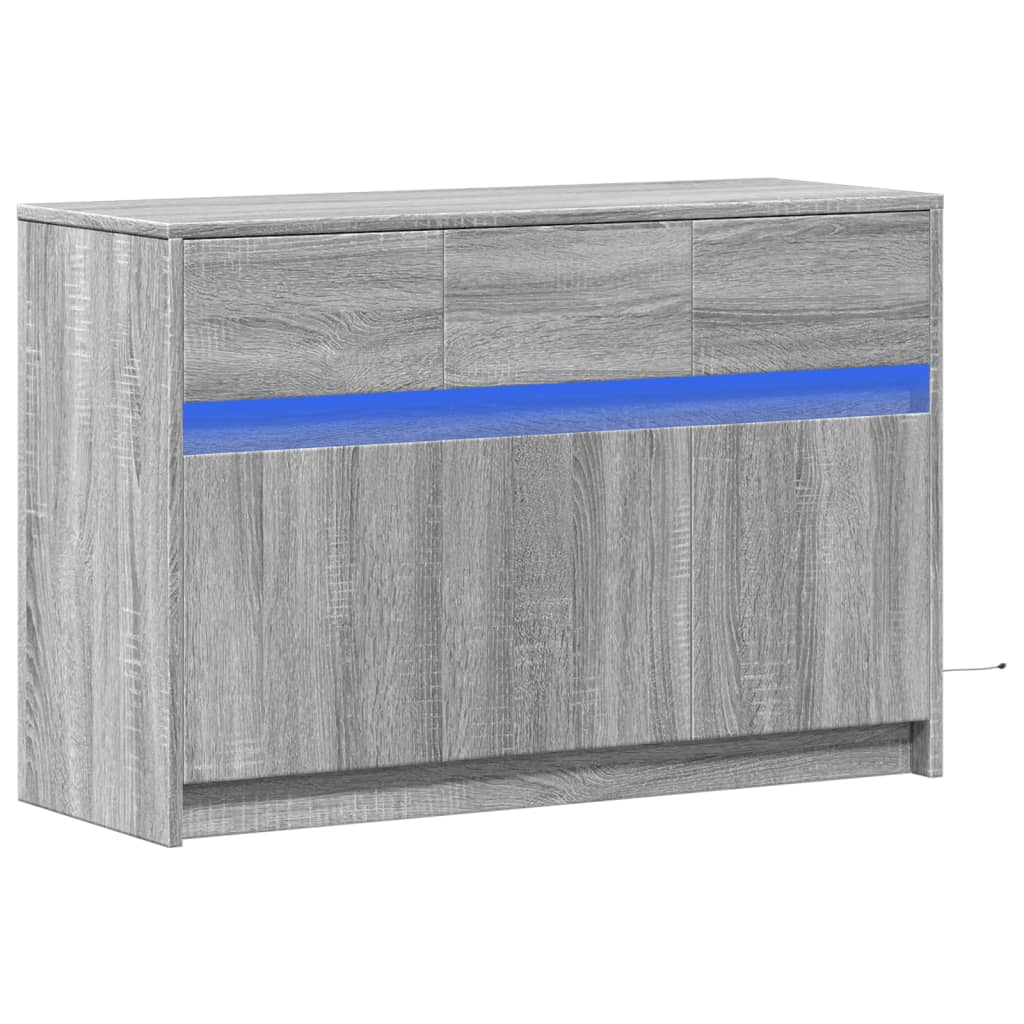 Móvel de TV com luzes LED derivados de madeira cinzento sonoma - Image 2