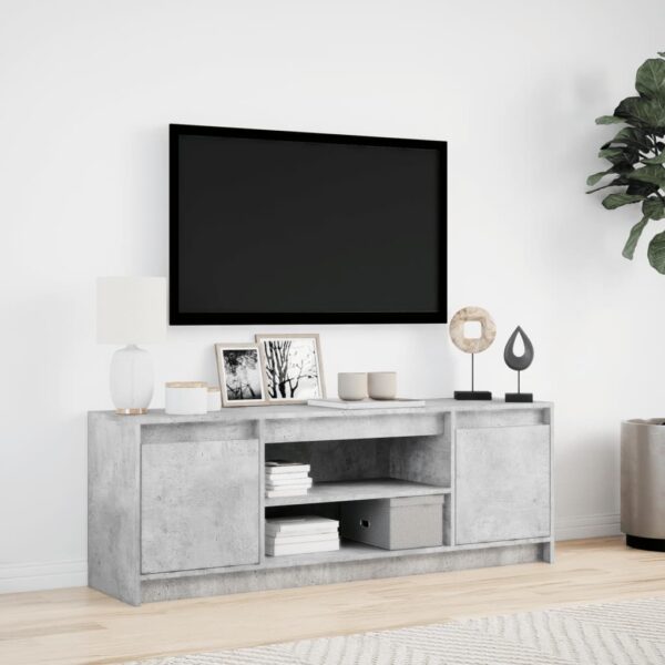 Móvel de TV com luzes LED derivados de madeira cinzento cimento - Image 3