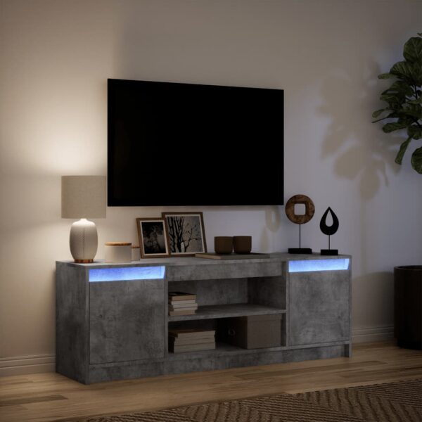 Móvel de TV com luzes LED derivados de madeira cinzento cimento - Image 4