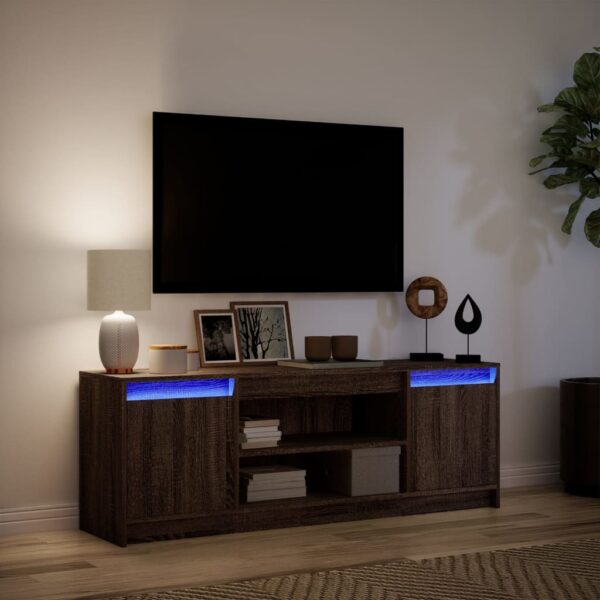 Móvel de TV com luzes LED derivados madeira carvalho castanho - Image 4