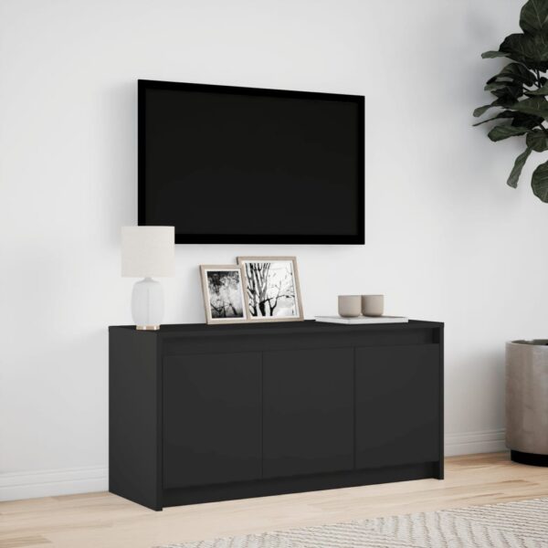 Móvel de TV com luzes LED derivados de madeira preto - Image 3
