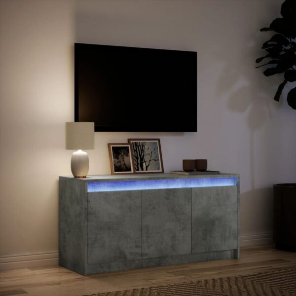 Móvel de TV com luzes LED derivados de madeira cinzento cimento - Image 4