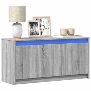 Móvel de TV com luzes LED derivados de madeira cinzento sonoma