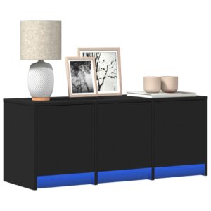 Móvel de TV com luzes LED derivados de madeira preto