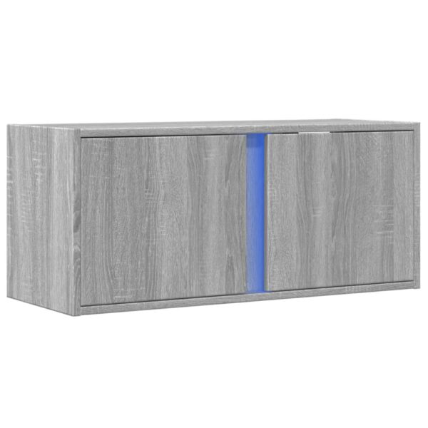 Móvel de parede p/ TV c/ luzes LED 80x31x35 cm cinzento sonoma - Image 2