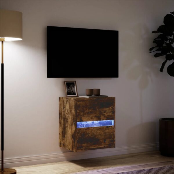 Móvel de parede p/ TV c/ luzes LED 41x31x45 cm carvalho fumado - Image 4