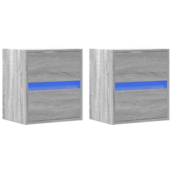 Móveis de parede para TV com luzes LED 2 pcs cinzento sonoma - Image 2
