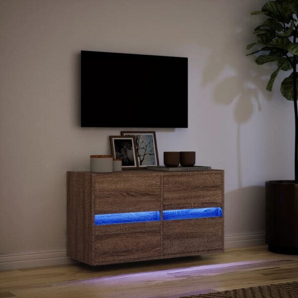Móvel de parede p/ TV c/ luzes LED 80x31x45cm carvalho castanho - Image 4