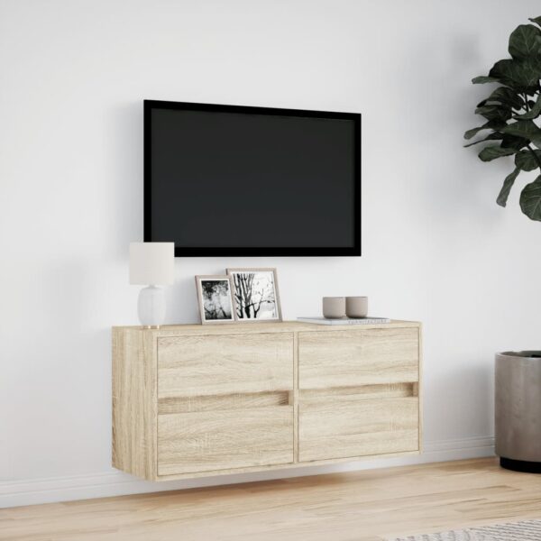 Móvel de parede p/ TV c/ luzes LED 100x31x45 cm carvalho sonoma - Image 3