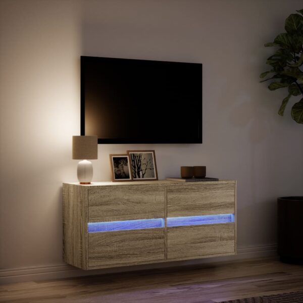 Móvel de parede p/ TV c/ luzes LED 100x31x45 cm carvalho sonoma - Image 4