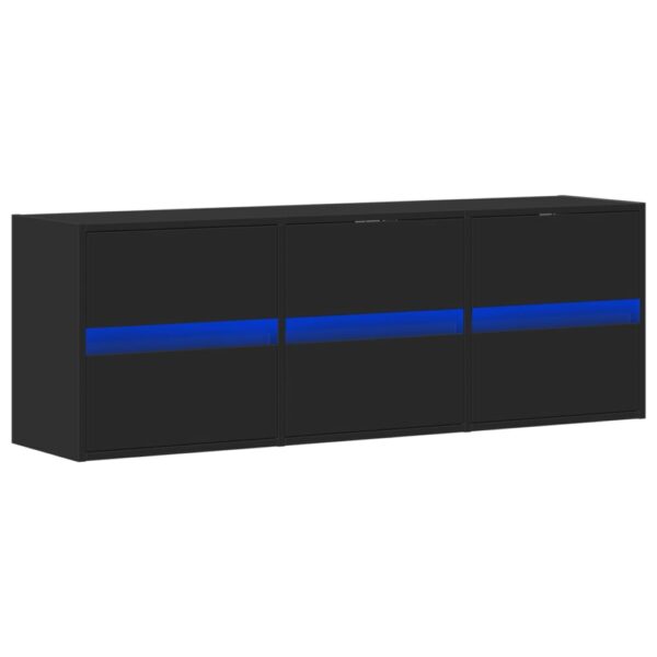 Móvel de parede para TV com luzes LED 130x31x45 cm preto - Image 2