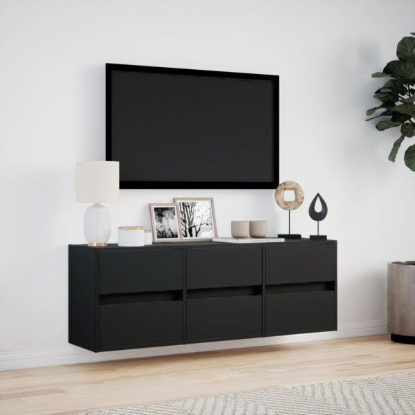 Móvel de parede para TV com luzes LED 130x31x45 cm preto - Image 3