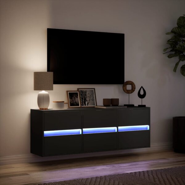 Móvel de parede para TV com luzes LED 130x31x45 cm preto - Image 4