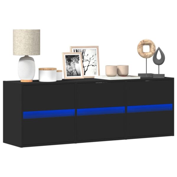 Móvel de parede para TV com luzes LED 130x31x45 cm preto