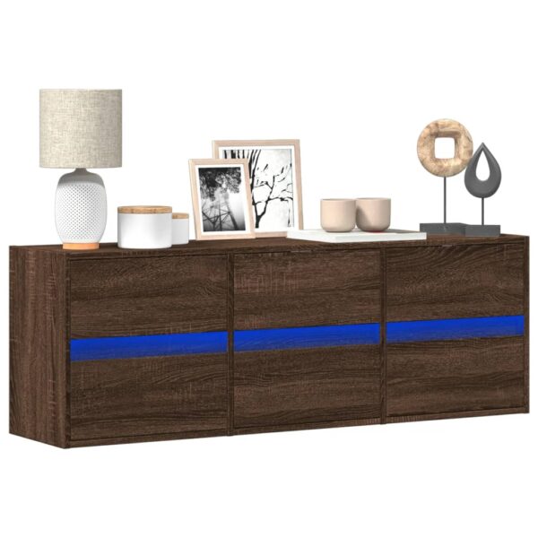 Móvel de parede p/ TV luzes LED 130x31x45 cm carvalho castanho