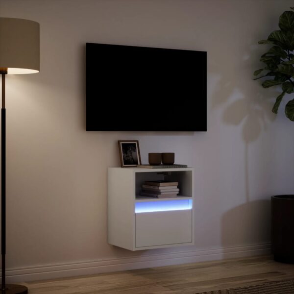 Móvel de parede para TV com luzes LED 41x31x45 cm branco - Image 4