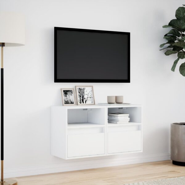 Móveis de parede p/ TV com luzes LED 2 pcs 41x31x45 cm branco - Image 3