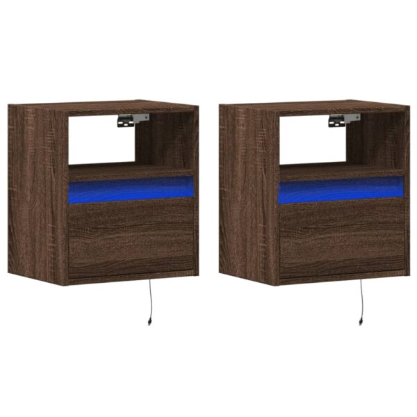 Móveis de parede para TV com luzes LED 2 pcs carvalho castanho - Image 2