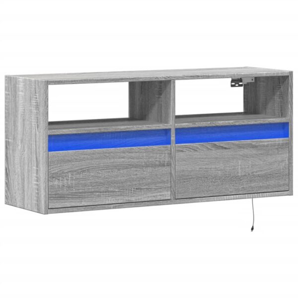 Móvel de parede p/ TV c/ luzes LED 100x31x45 cm cinzento sonoma - Image 2