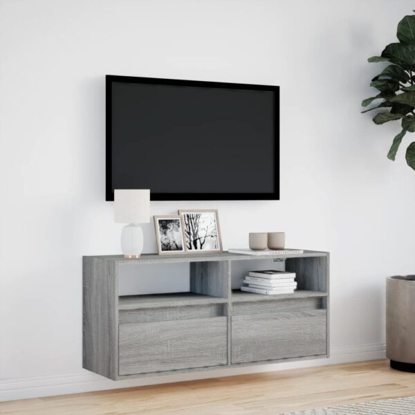Móvel de parede p/ TV c/ luzes LED 100x31x45 cm cinzento sonoma - Image 3