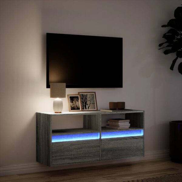 Móvel de parede p/ TV c/ luzes LED 100x31x45 cm cinzento sonoma - Image 4