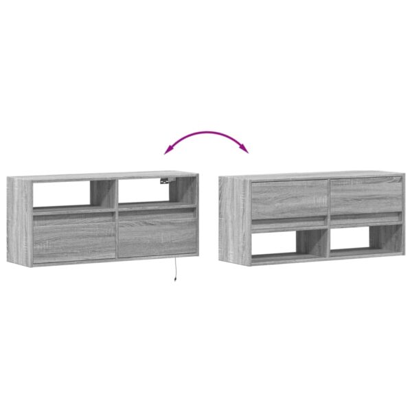 Móvel de parede p/ TV c/ luzes LED 100x31x45 cm cinzento sonoma - Image 9