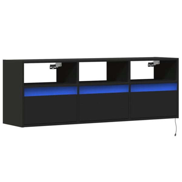 Móvel de parede para TV com luzes LED 130x31x45 cm preto - Image 2