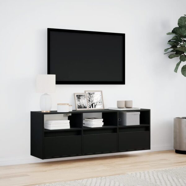 Móvel de parede para TV com luzes LED 130x31x45 cm preto - Image 3