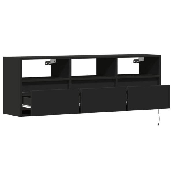 Móvel de parede para TV com luzes LED 130x31x45 cm preto - Image 8