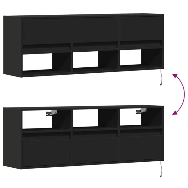 Móvel de parede para TV com luzes LED 130x31x45 cm preto - Image 9