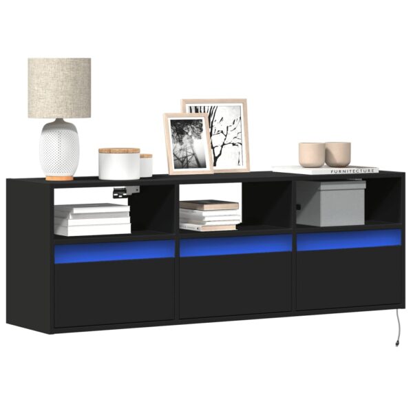 Móvel de parede para TV com luzes LED 130x31x45 cm preto